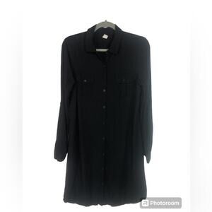 Old Navy Shirt Dress Long Sleeve w/Tab to Roll Sleeves Front Pockets No Belt